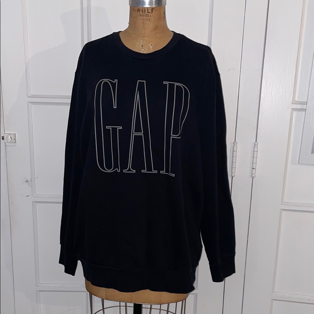 GAP Logo Classic Black Mens Crewneck Sweatshirt XL